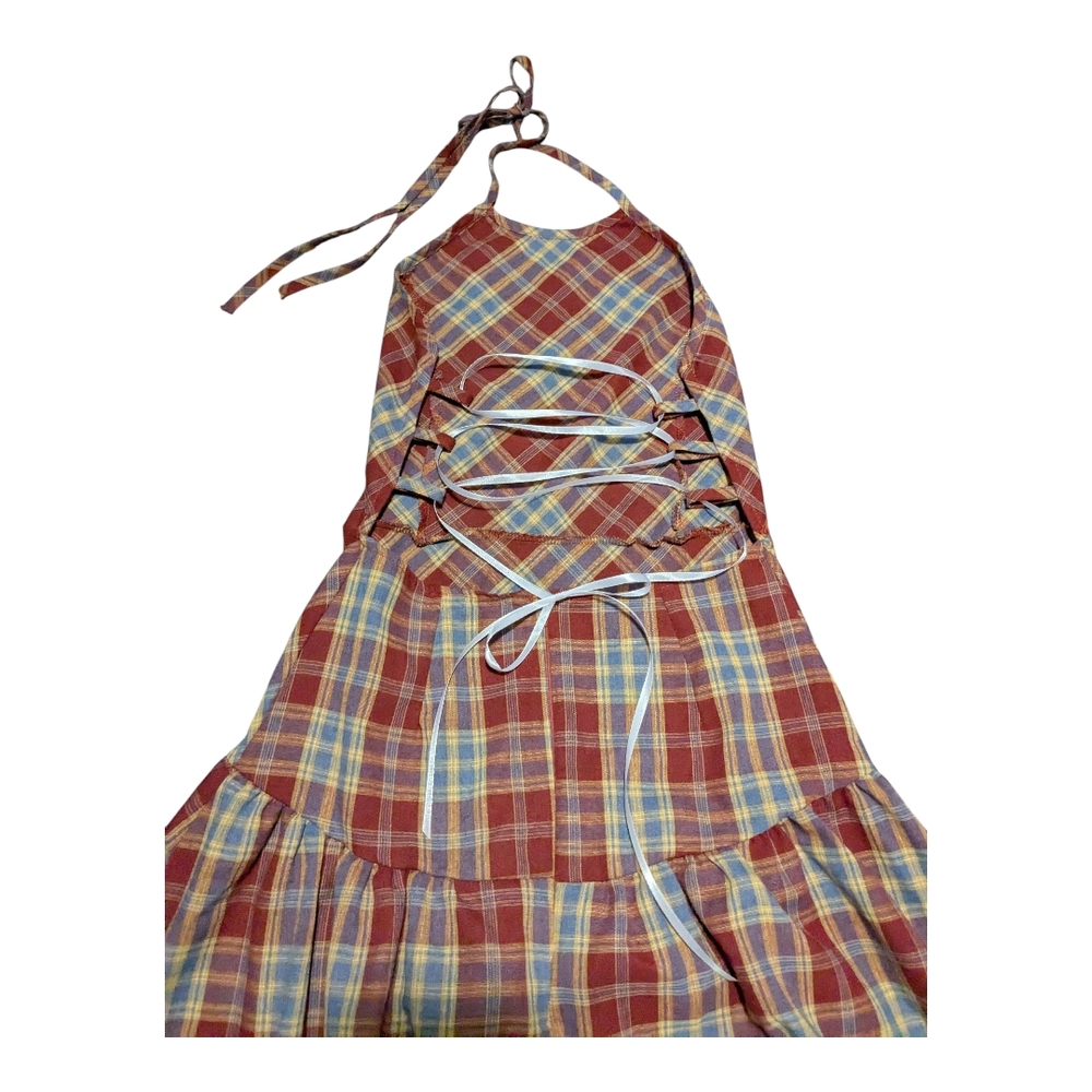 Chic, Plaid, Beaded Halter Dress. Creole Dress, Traditional Creole Pattern Dress - Picture 8 of 8